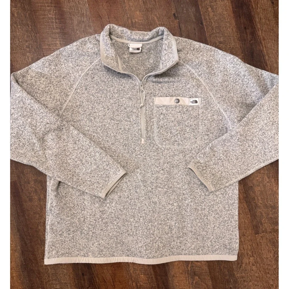 The North Face Men's Large Gray Sweater Fleece Quarter Zip Pullove